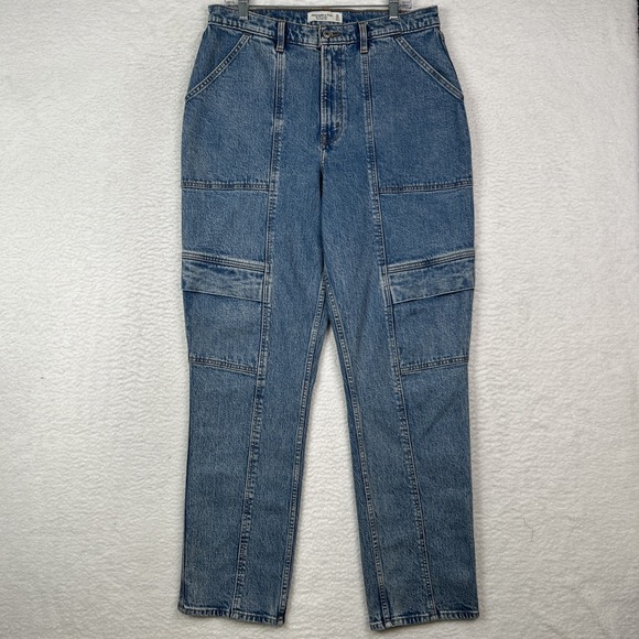 Abercrombie & Fitch The 90s Straight Ultra High Rise Jean Curve Love Size 32/14L - Picture 1 of 15